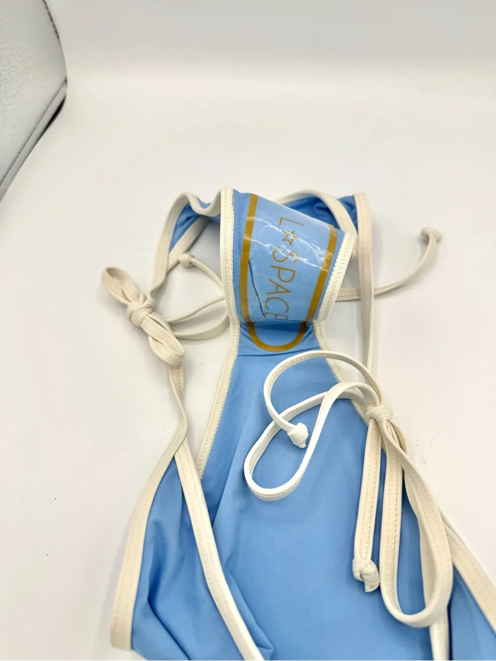 NWT L Space Levy Classic Swim Bottom in Aura Blue / Cream Bikini